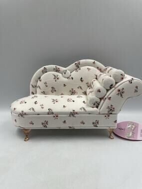 NWT Mini Floral Sofa Couch Chaise Jewelry Box Organizer 11”x6”